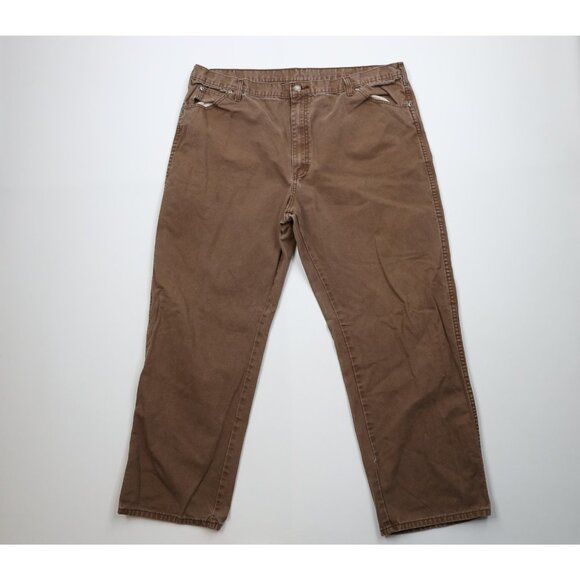 Vtg Y2K Dickies Mens 42x30 Faded Workwear Canvas Wide Leg Dungaree Pants Brown - Picture 1 of 16